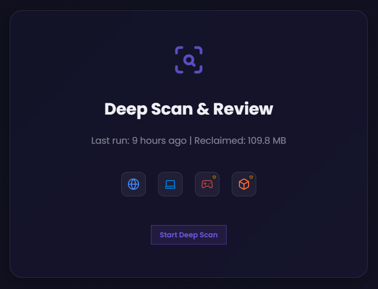 One-Click Cleanup interface